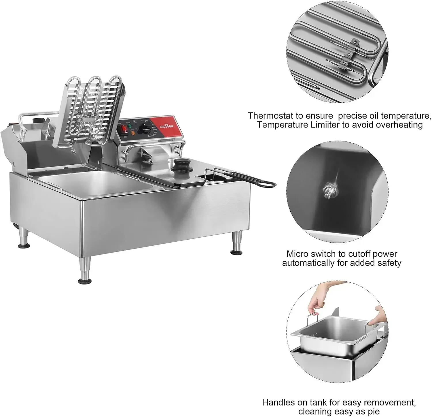 Электрическая фритюрница CROSSON ETL с двойным баком 26 фунтов прочной корзиной