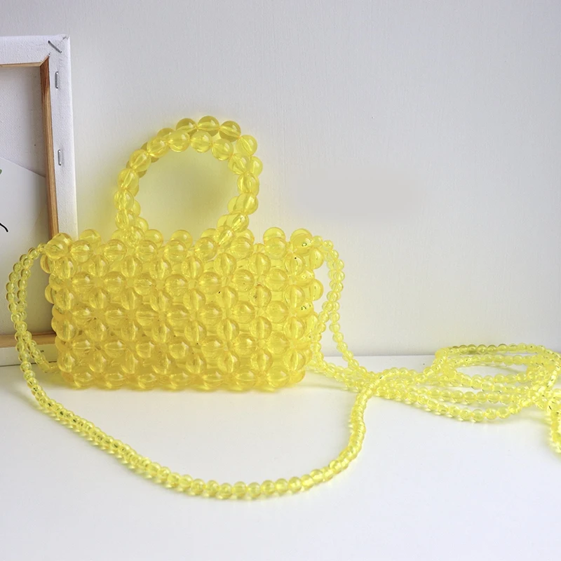 Hand Woven Beaded Bag for Women Fashion Simple Casual Shoulder Messenger Retro Mini Handbag Bolsa Feminina Customized Top-handle