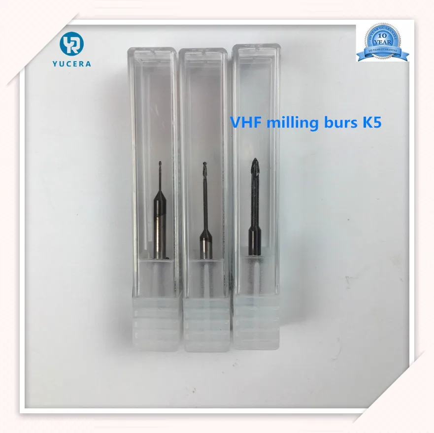

VHF Milling Burs K5 0.3/0.6/1.0/2.0mm For Cad Cam VHF Milling Machine to Mill Zirconia Diamond Dental Milling Bur Cutters