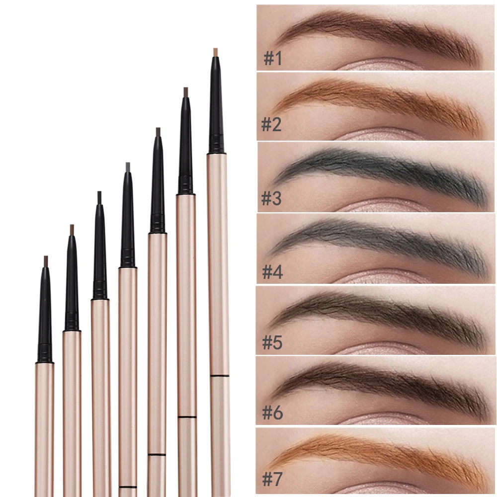 New 7 Colors Ultra Fine 1.5mm Waterproof Eyebrow Pencil No Logo Auto Rotation with Brush for Natural Wild Brows images - 6