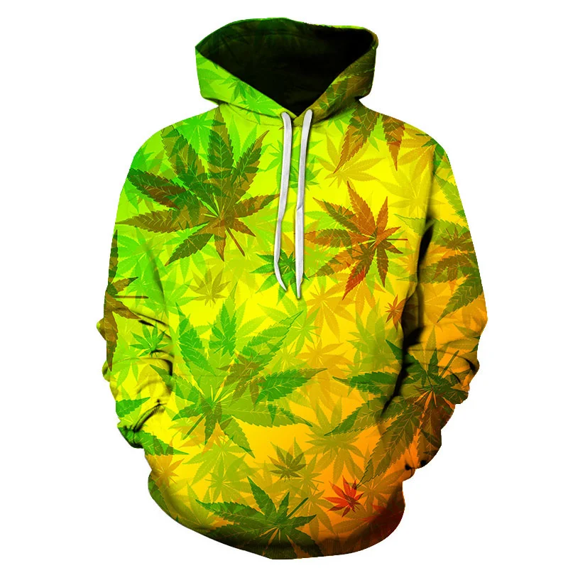 

Popular Autumn/Winter Men's Hoodies 3D Printed Leaf Graphic Pullovers Sportswear Long Sleeve Hoodies Street Men's Hoodies