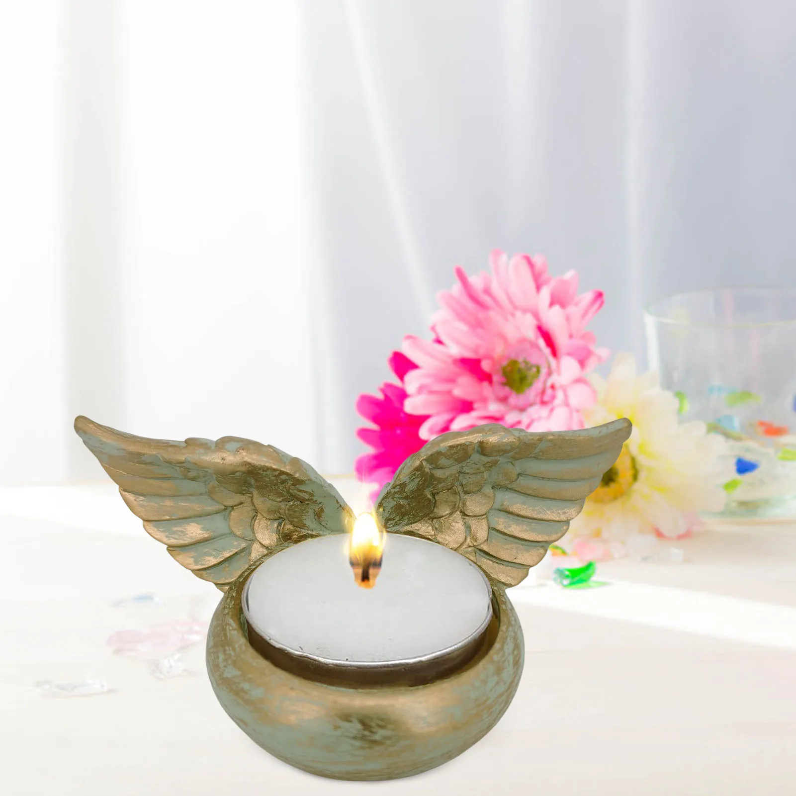 Подсвечник с крыльями ангела статуя из смолы подсвечник домашний стол