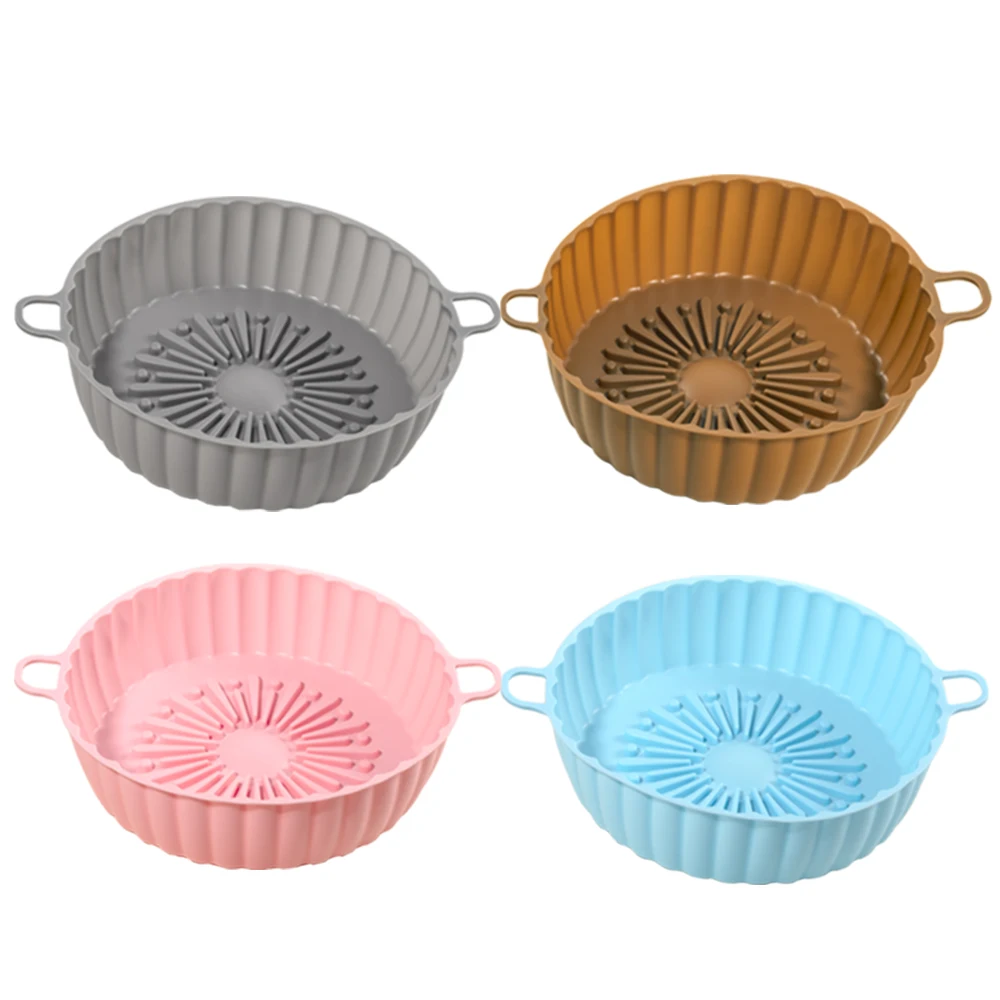 

Air Fryers Oven Baking Tray Fried Pizza Chicken Basket Mat Airfryer Silicone Pot Round Square Replacemen Grill Pan Accessories