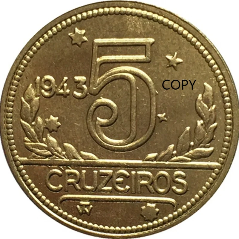 

Brazil 1943 Gold Plated Commemorative Collector Coin Gift Lucky Challenge Coin COPY COIN