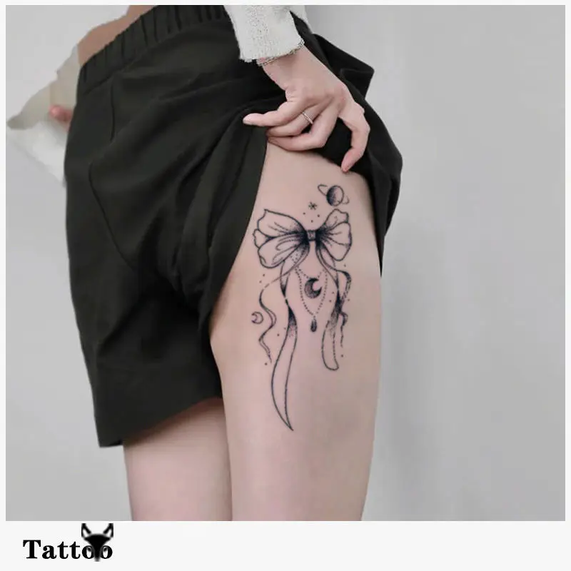 Временные тату-наклейки с кисточками и бантом травяные планеты луна милые