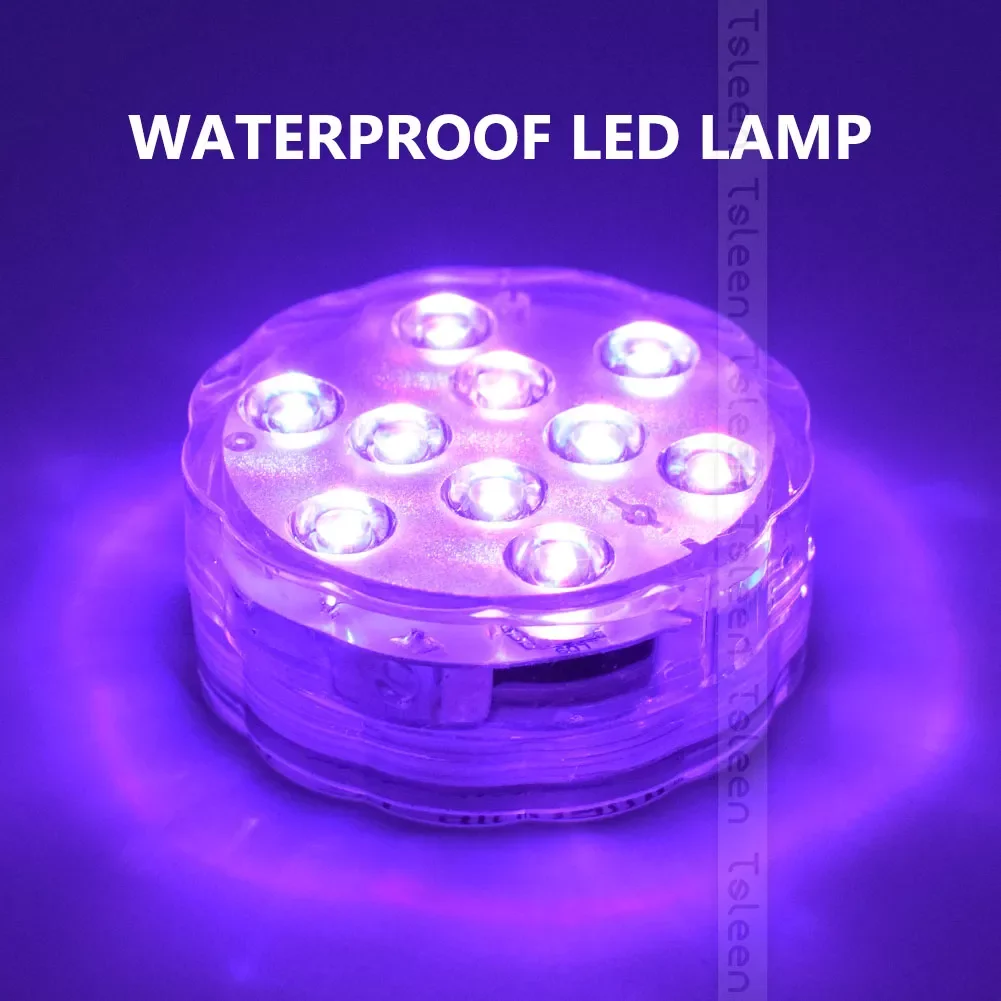 

LED Lights Pool Submersible Safe 10 Led Remote Controlled Underwater Outdoor Vase Bowl Party Garden Decoration Wedding Decor