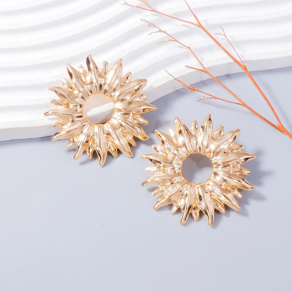 ZAA металлические серьги в форме подсолнуха для женщин индивидуальные круглые