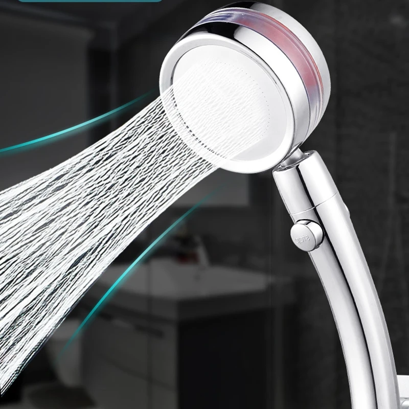 

Shower Head Strong Pressurization Spray Nozzle Water Saving Rainfall 360 Degrees Rotating With Small Fan Washable Hand-held