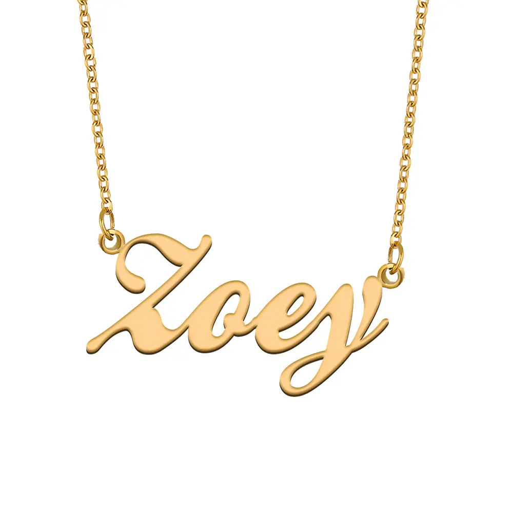 

Zoey Name Necklace for Women Stainless Steel Jewelry Gold Plated Nameplate Chain Pendant Femme Mothers Girlfriend Gift
