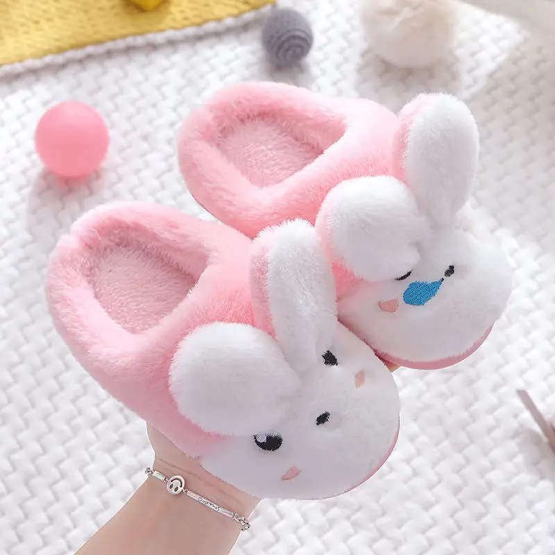 

Children's Furry Slippers for Boys and Girls Indoor Home Soft Bottom Non-slip Cute Cartoon Warm Slippers Kids Slippers for Boys