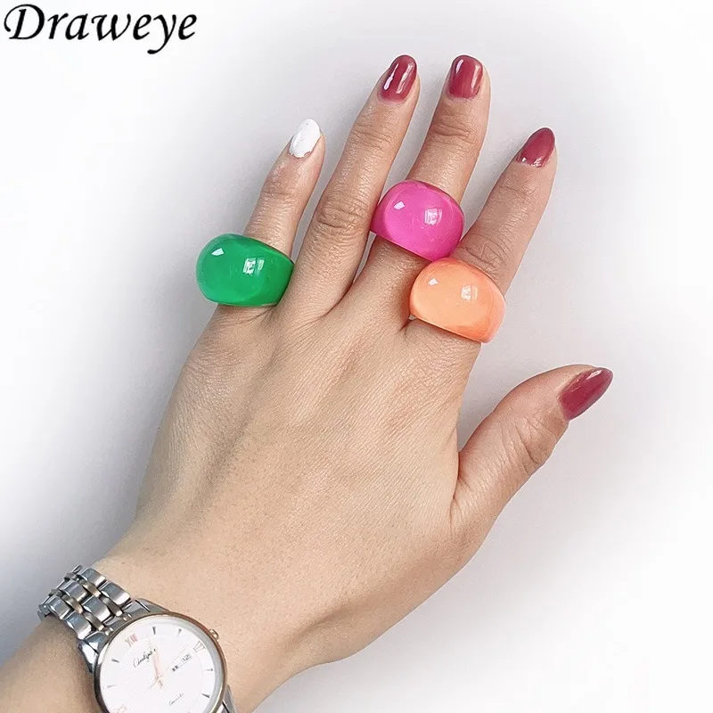 Кольца Draweye из смолы с глянцевым покрытием для женщин яркие цвета средневековый
