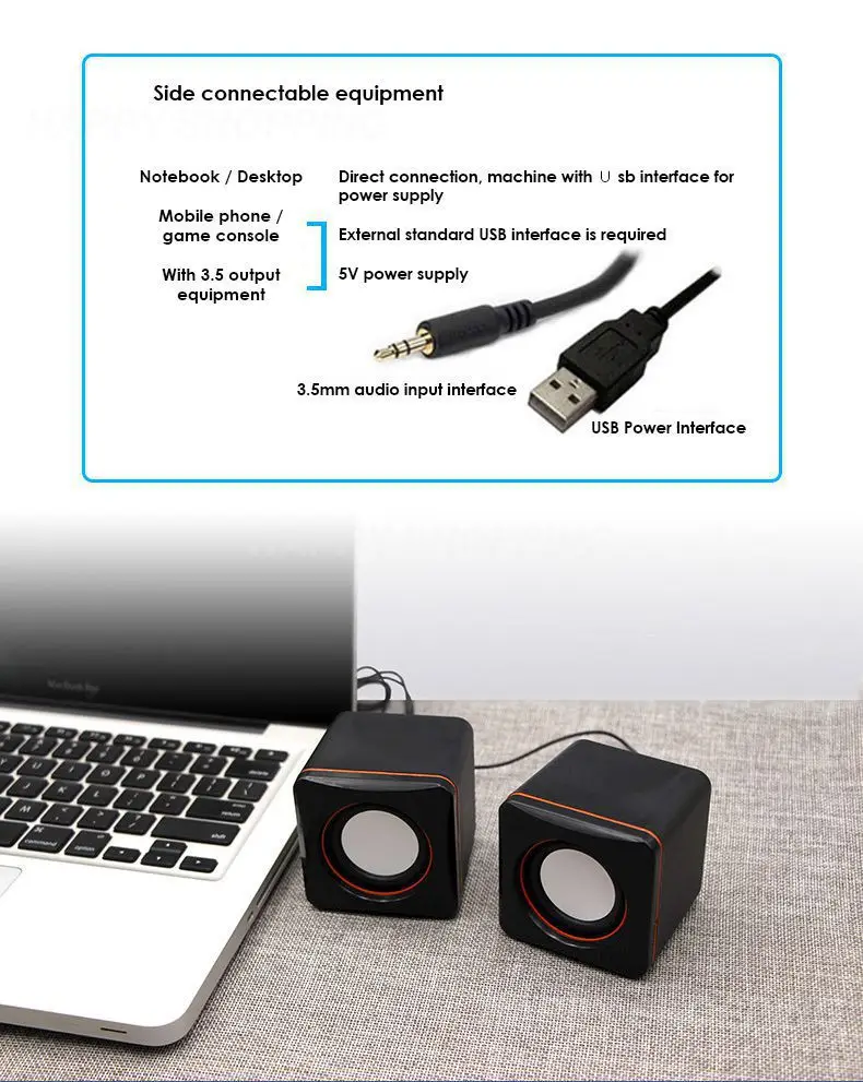 

Small Speaker 3.5mm Audio Jack Portable Pc Sound Box Desktop Home Subwoofer For Desktop Computer Computer Audio Plastic