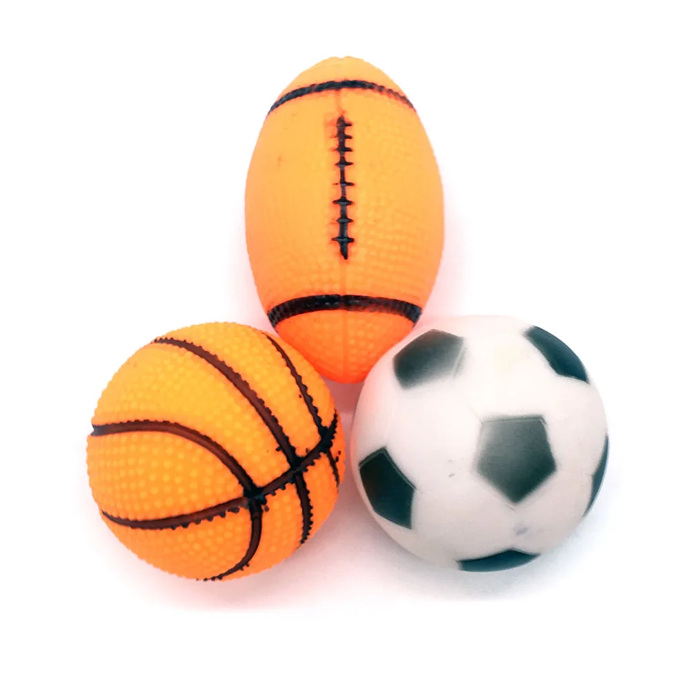 

Dog Toys Squeak Sound Dog Ball Rubber Rubgby Football Basketball Sounding Toys For Dogs Small Medium Large Pets Toy Supplies