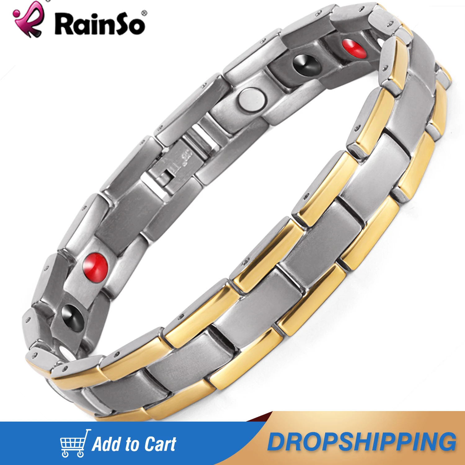 

RainSo Unisex Bracelet Charms Jewelry Bangle for Women Men Germanium Magnetic Therapy Healthy Bio Energy Wristband for Arthritis