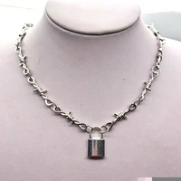 small wire brambles iron unisex choker necklace women hip hop gothic punk lock barbed wire little thorns chain choker gifts