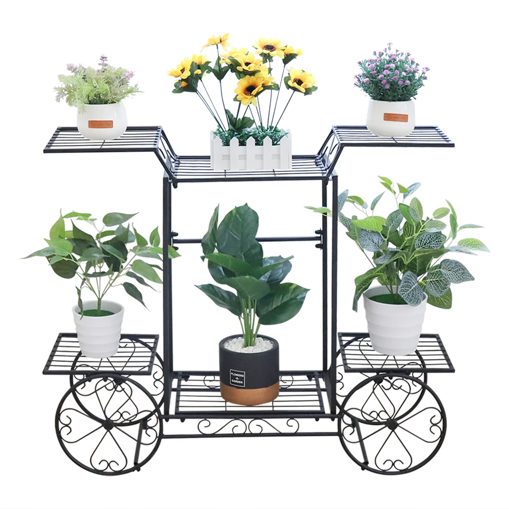 

Large Metal Plant Stand Indoor 6 Tier Garden Cart Plant Holder Wrought Iron Plants Display Shelf Rack Outdoor Decorating Garden