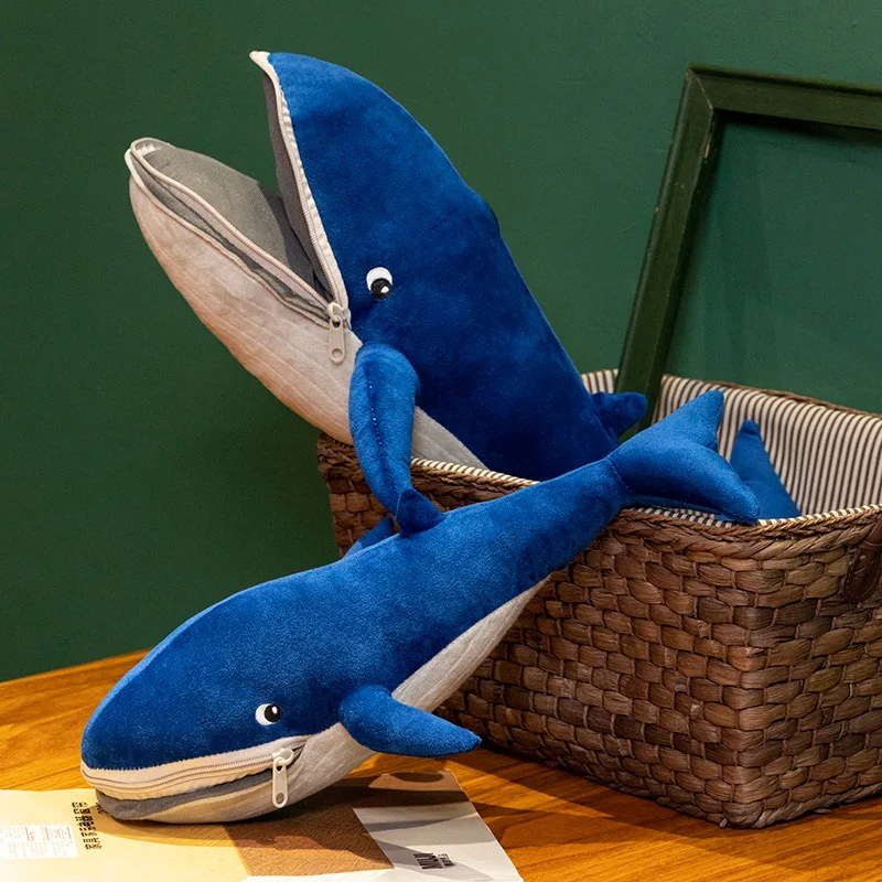 Новый супермягкий морской животный 40/55 см имитация открытого рта синий кит
