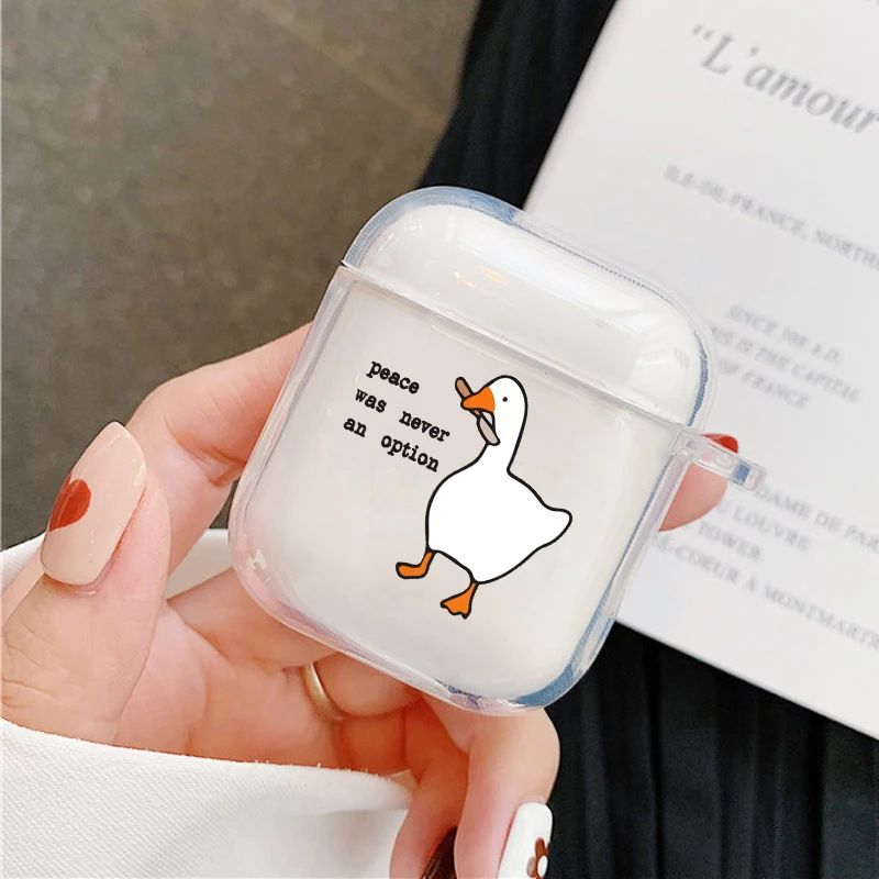 Фото Чехлы для наушников с милой мультяшной уткой для Airpods 4th 2 1 3 Pro 3, чехол для наушников Apple Air Pods Pro Airpods3 Clear Shell Fundas №3