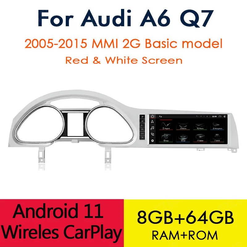 

Android System Wireless CarPlay 8+64GB For Audi A6 C6 4f Q7 4L 2005~2015 MMI 2G Basic Car Multimedia Player GPS Navi Stereo WiFi