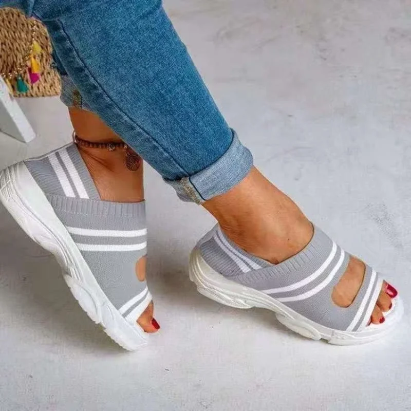 

Summer shoes Women Sandals Wedges Platform women Sneakers Sandals female Open Toe Knitting Lightweight Slip On female Footwear
