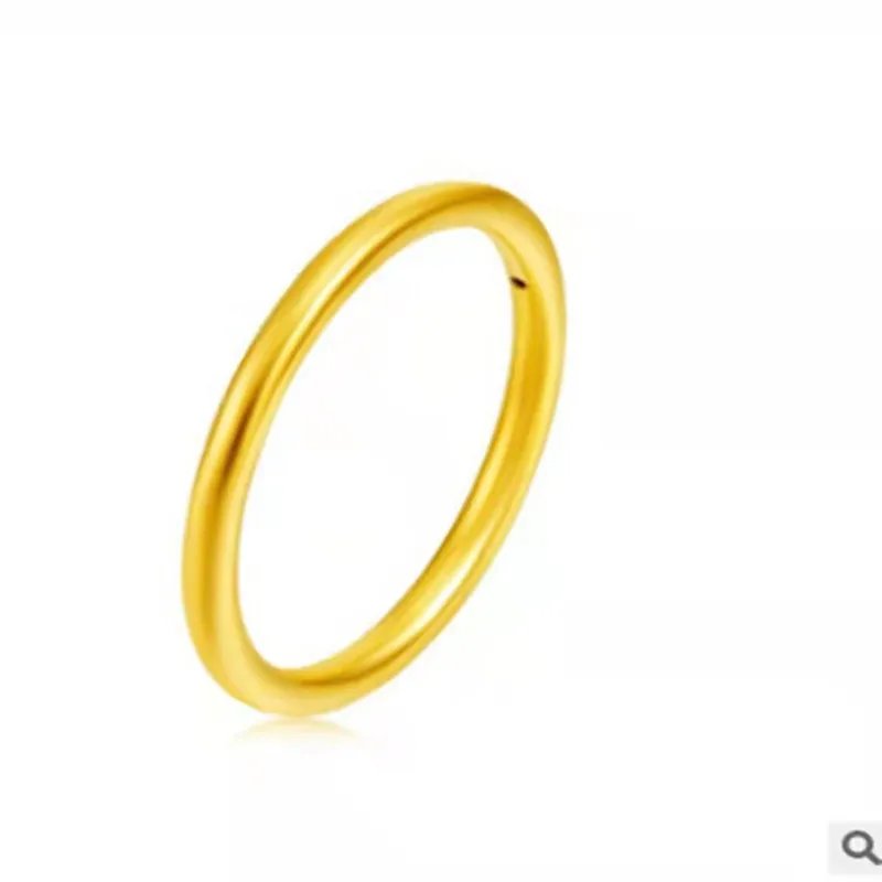 YIBEIZHI Real 18K Gold Ring Pure AU750 Simple Circle Design for Women Fine Jewelry Gift Wedding Rings for Couples