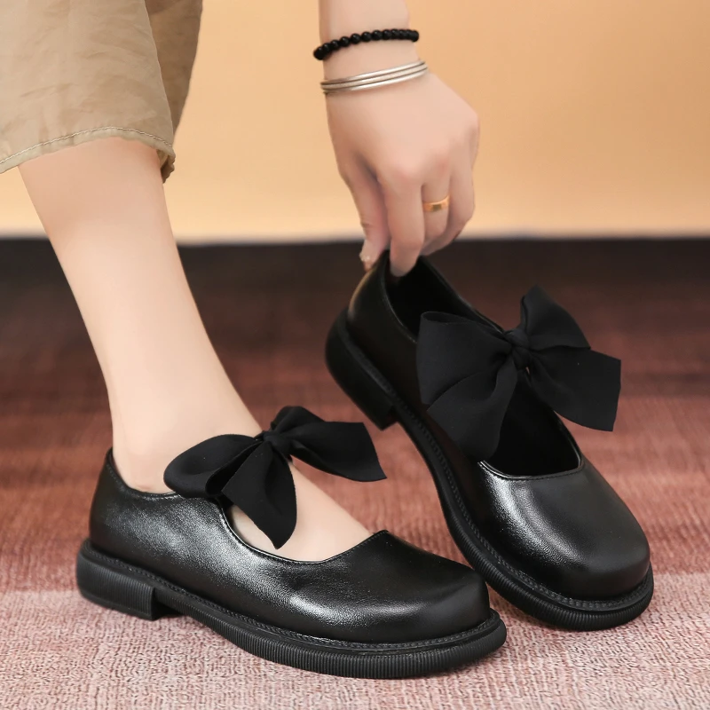 

2022 New Womens Shoes Summer Mary Janes Butterfly-knot Zapatillas Mujer Japanese Style Solid Lolita Shoes Daily Women's Footwear