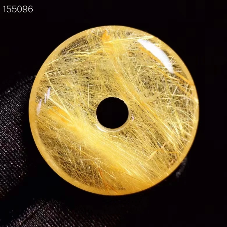 

Natural Gold Rutilated Quartz Donut Pendant Necklace 28.3*28.3*6.5mm Round Yellow Rutilated Jewelry Women Men Brazil AAAAAAA