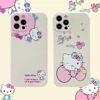 hello kitty cute cartoon case for iphone 13 12 11 pro max mini xr xs max 8 x 7 se 2022 full protective matte case shells