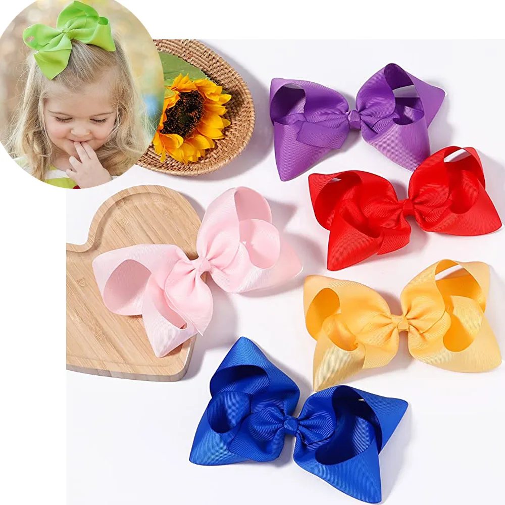 

6Inch 40Colors Grosgrain Ribbon Solid Color Hair Bows With Clips For Girl Kids Hair Clips Headwear Hair Accessories