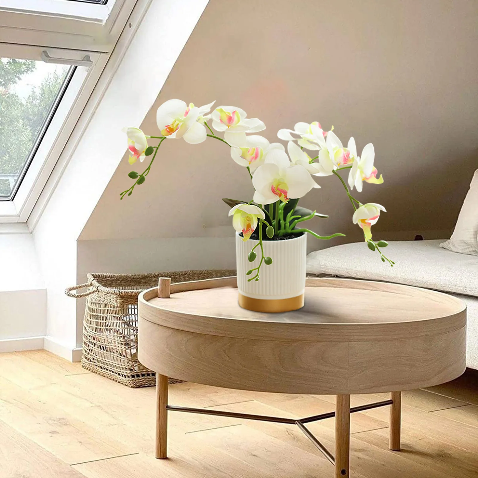 

Silk Butterfly Orchid Artificial Flowers Bonsai Orchid Phalaenopsis Flower Pot Home Wedding Decoration Arrangements Fake Plants