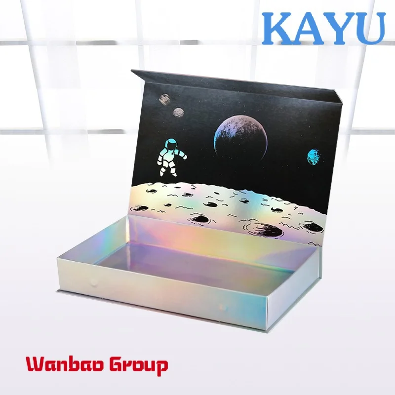 Factory Custom sliver  Holographic Packaging  Box Gift  Box paper Magnet Holographic Box