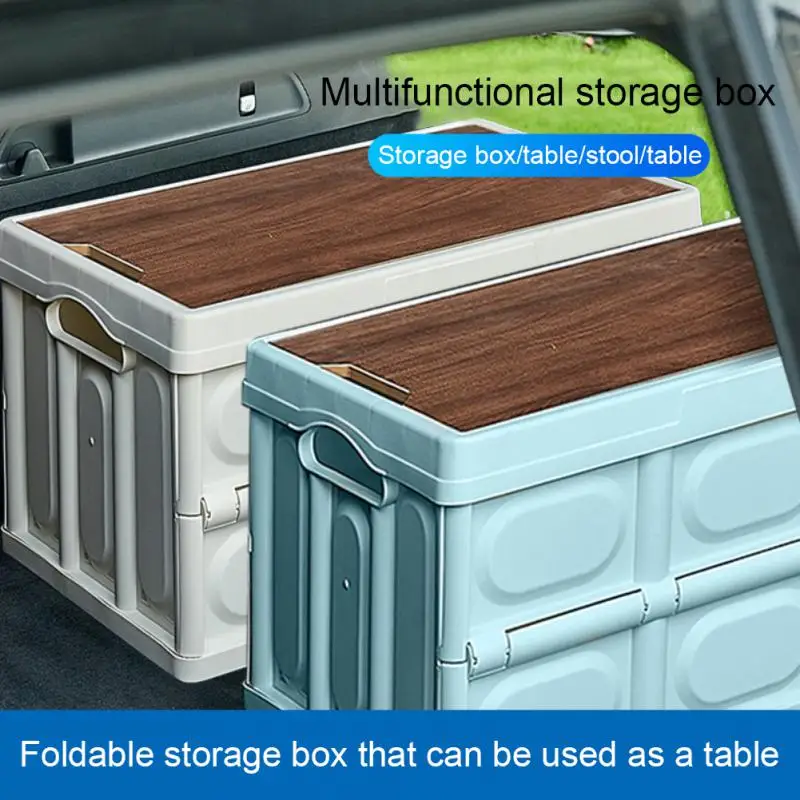 

Ящик для хранения с деревянной крышкой, Многофункциональный складной ящик для хранения в багажнике автомобиля, большой вместимости