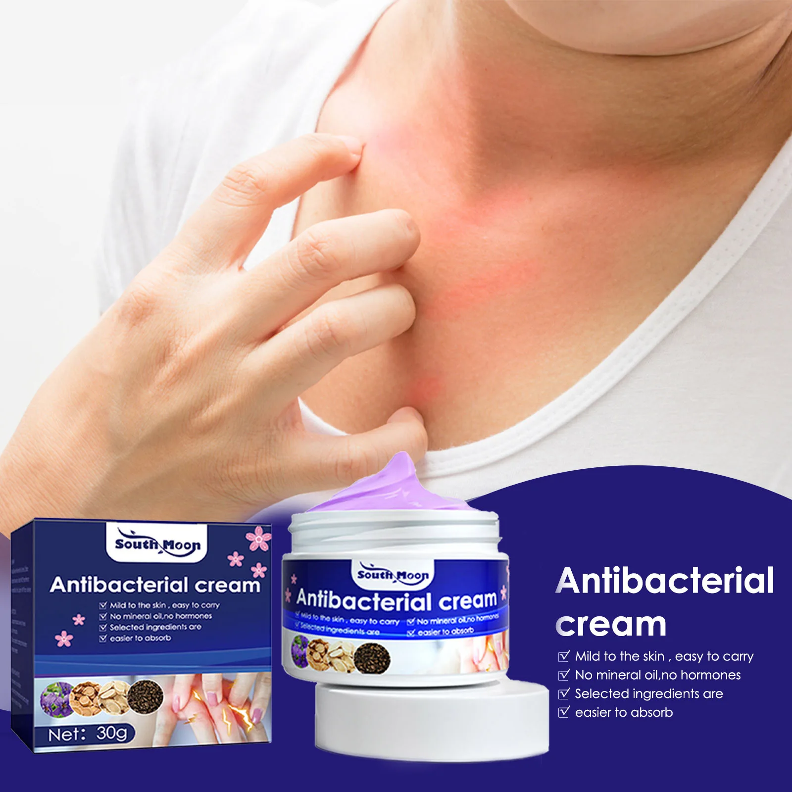 

30g Antibacterial Psoriasis Cream Herbal Effective Anti-itch Relief Dermatitis Eczema Treatment Urticaria Desquamation Skin Care