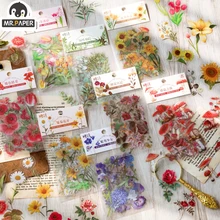 Mr.paper 40Pcs/Bag Plant Flower Series Decorative Diary Sticker Scrapbook Planner Decorative Stationery Sticker
