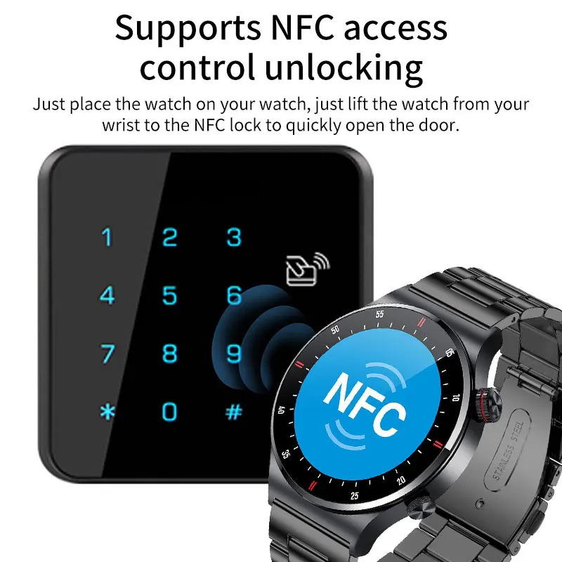 LIGE NFC Watch For Men Bluetooth Call Smart Watch Android iOS 2022 Blood Pressure Smartwatch Weather Full Touch Men's Wristwatch
