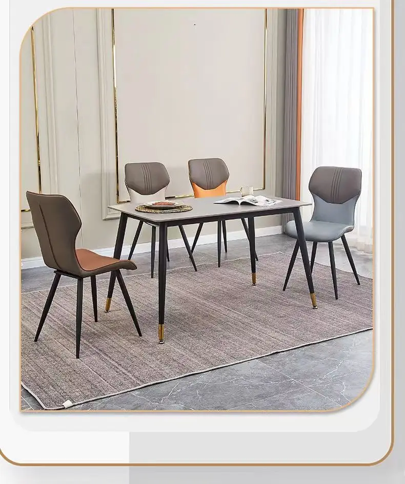 

Modern Minimalist Designer Iron Leather Dining Chair Home Nordic Restaurant Chair