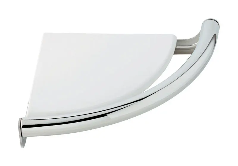 

8-1/2 in. L Polished Chrome Stainless Steel Corner Shelf with Assist Bar