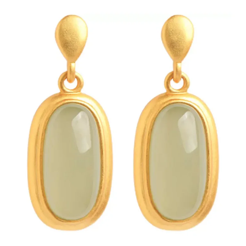 

2023 Trendy Jade Sense Temperament Drop Earrings Women Jewelry Beautiful 925 Sterling Silver Needle Lady Stud Earrings For Party