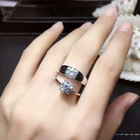 meibapj glittering moissanite gemstone lovers ring real 925 sterling silver charm fine wedding jewelry