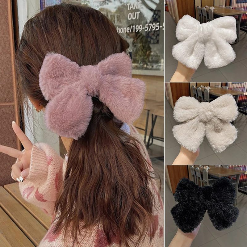 

Милые бархатные заколки для волос, плюшевые заколки с большим бантом, аксессуары для волос, головной убор для девочек, женские повязки для в...