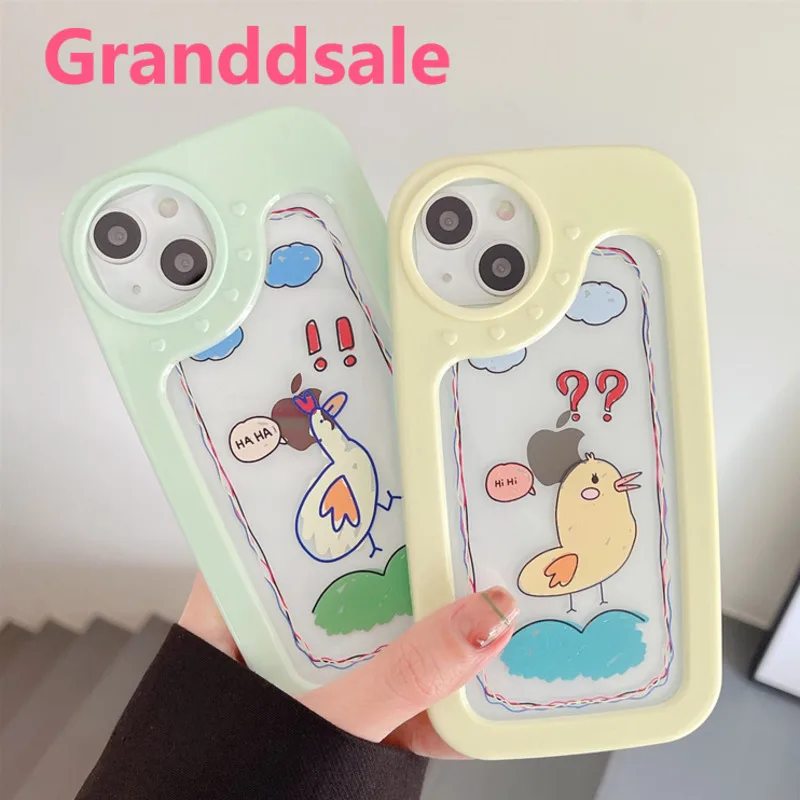 

3D Cartoon Duck 3 in 1 Back Case For iPhone 13 12 11 Pro Max Silicone Transparent Cover for iphone XS Max XR X SE2020 8 7plus