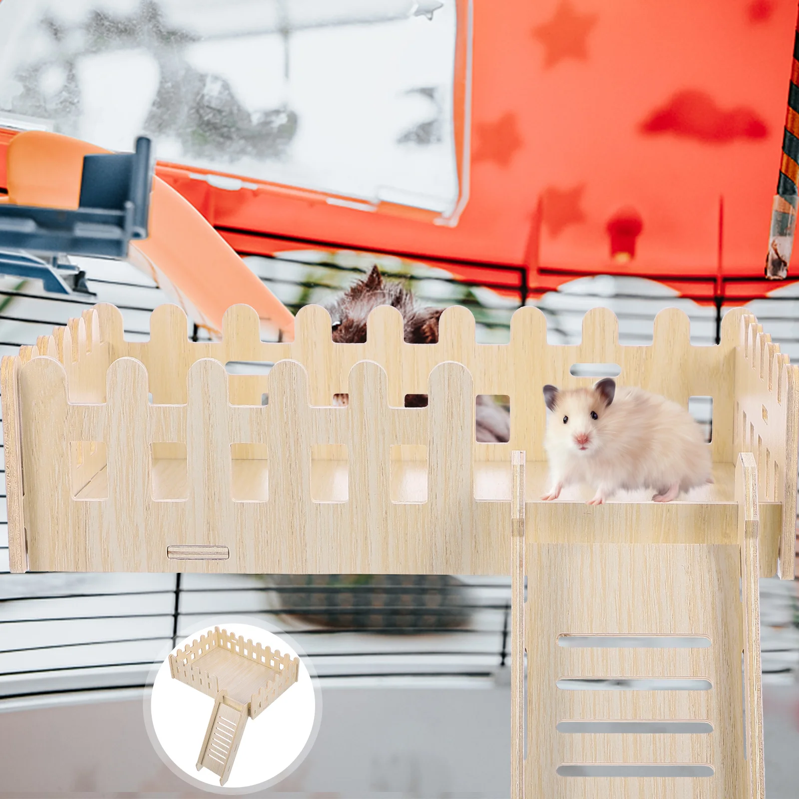 

Hamster Climbing Platform Ladder Bite-resistant Cage Wooden Fence Guinea Toy