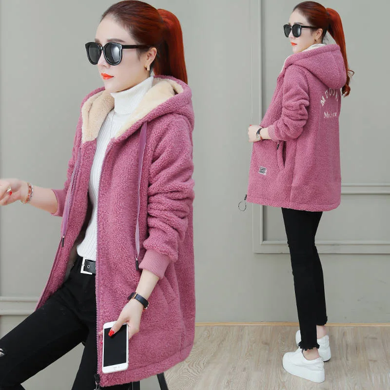 

Autumn/winter Women's New Korean Version of Loose and Long Cashmere Padded Cashmere Cardigan Coat Women
