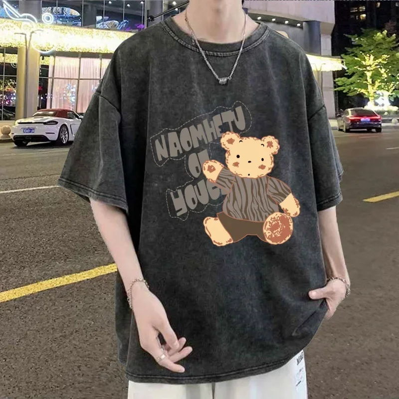 Футболка с коротким рукавом для мужчин и женщин Свободный Топ из чистого хлопка