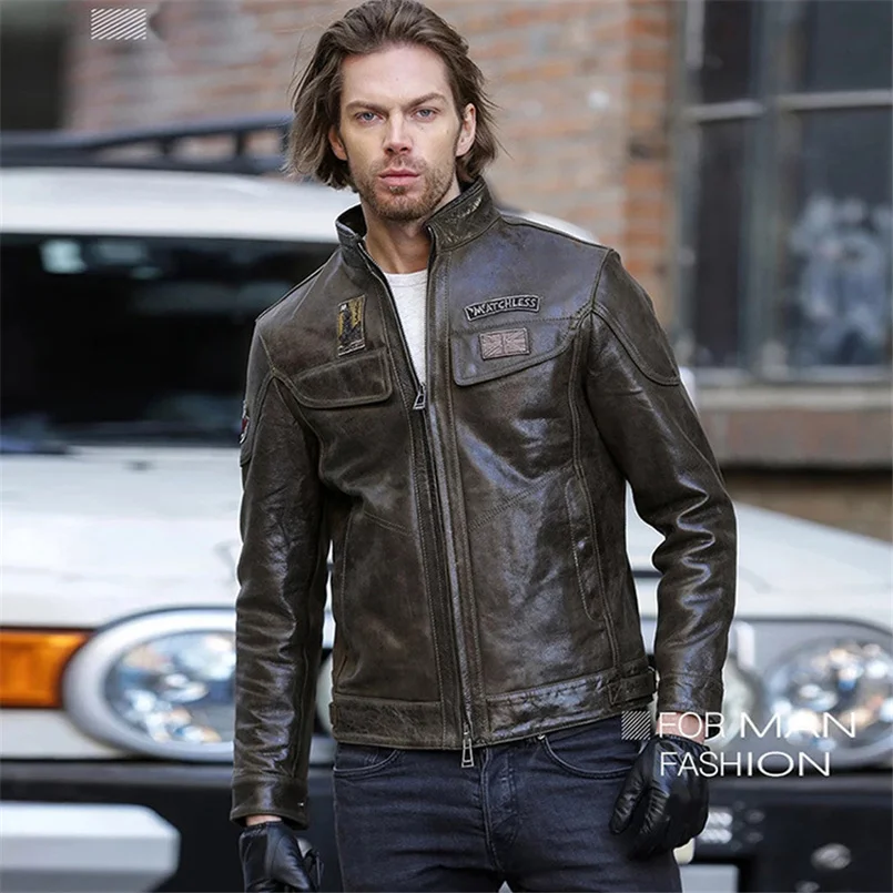 

2023 Europe and America AMI Khaki Oil Wax Leather Jacket Manufacturer Directly Provides New Zealand Sheepskin Leather Clothes