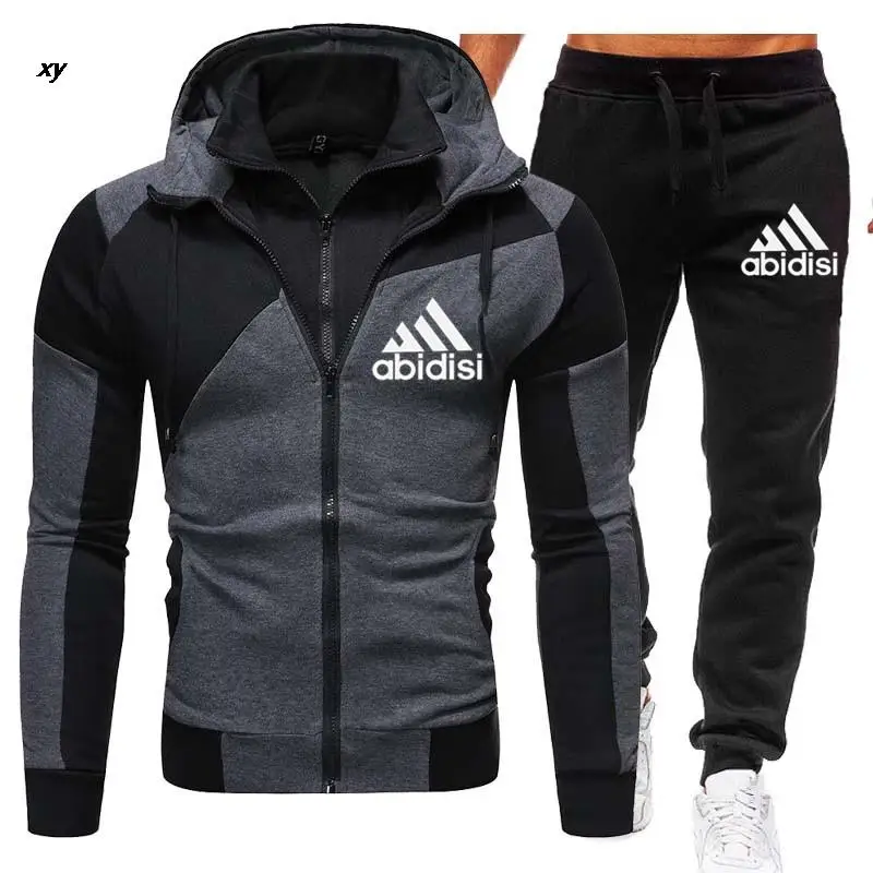 

Winter Zipper Coat Men Thick Fleece Men's Tracksuit Outdoor Windproof Hoodie Trouser Two Piece Sets Sportswear Joggers Male Suit