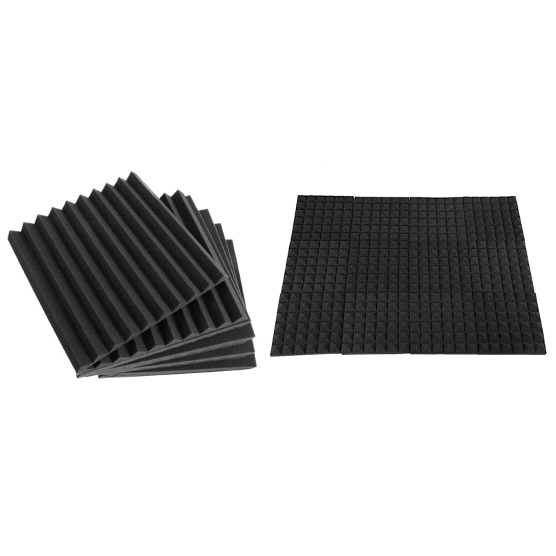 

2 Set Acoustic Panels Studio Foam Wedges 30X30X2.5Cm & 2 X 10 X 10 Inch(Black)