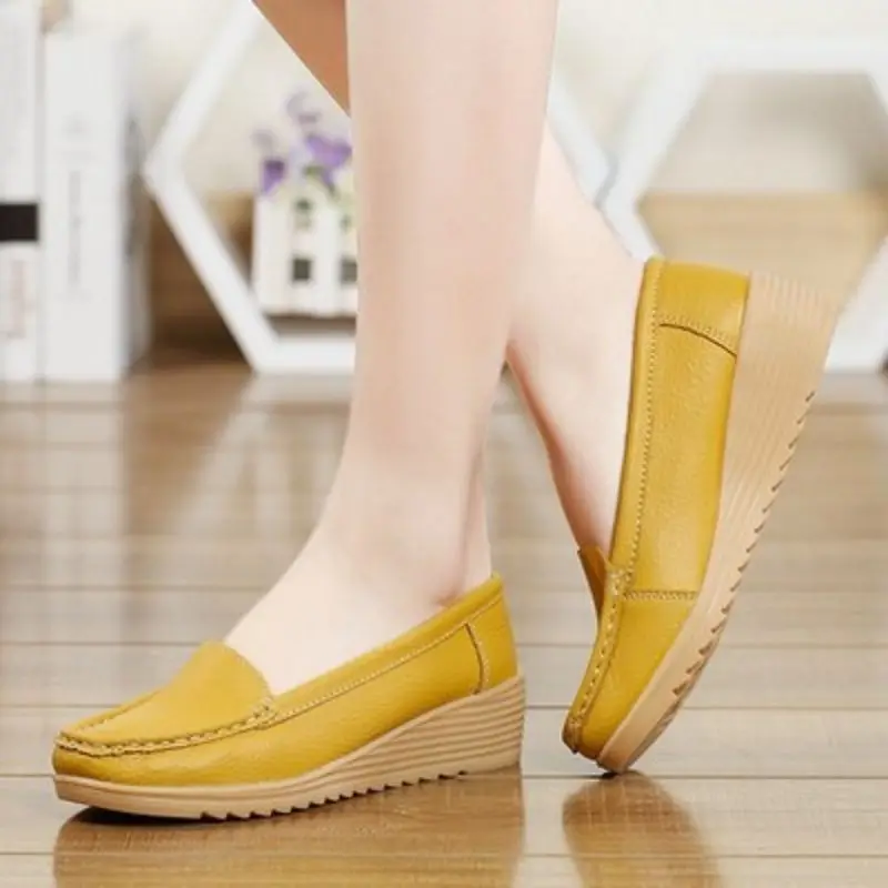 

Туфли женские на платформе, дышащие мокасины, плоская подошва, без застежки, мягкая повседневная обувь, Q256