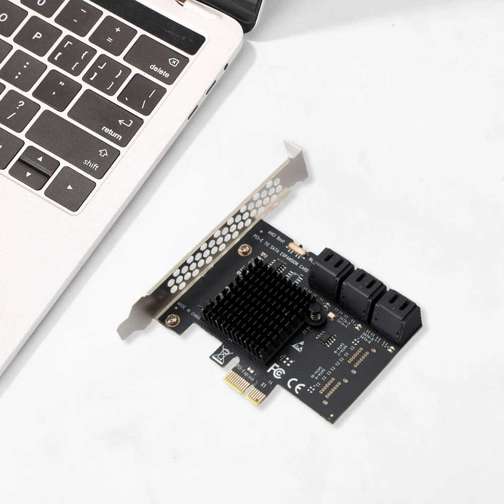 Фото Карта расширения PCI Express 1X на SATA3.0 с 6 портами, адаптер PCI-E X1/X4/X8/X16, конвертер-удлинитель для компьютера, 6 Гбит/с №4