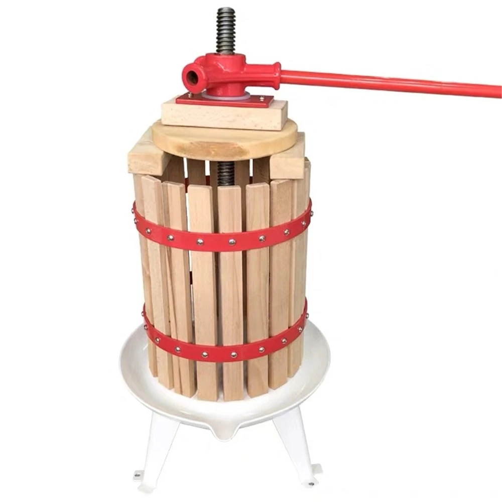 

6L Fruit Wine Press Apple Grape Crusher Manual Juice Maker for Kitchen,Solid Wood Basket with 4 Blocks Cider Wine Making Press